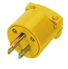 Yellow Plastic Electrical Grounded Plug Connector Socket