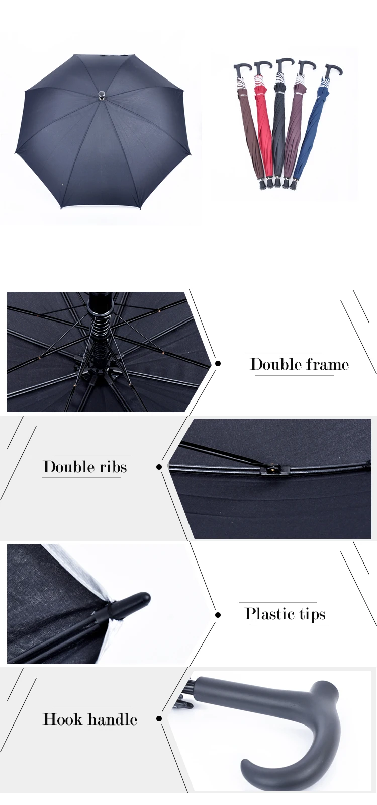 WU-04 Promotional cheap custom walking stick umbrellas with logo printing