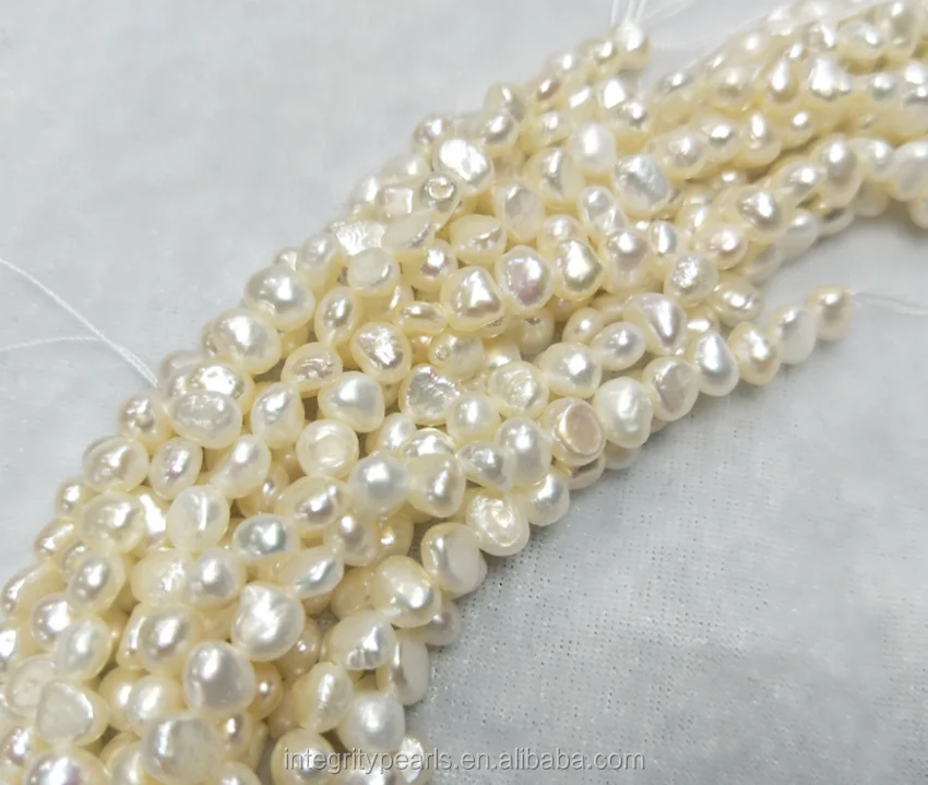 Pearls Strands Wholesale Real Freshwater Pearls Strand 45mm Aa Flat Back Culture White Pearl