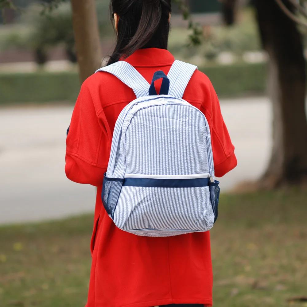 Wholesale Primary Junior School Seersucker Backpack Monogrammed Bookbag