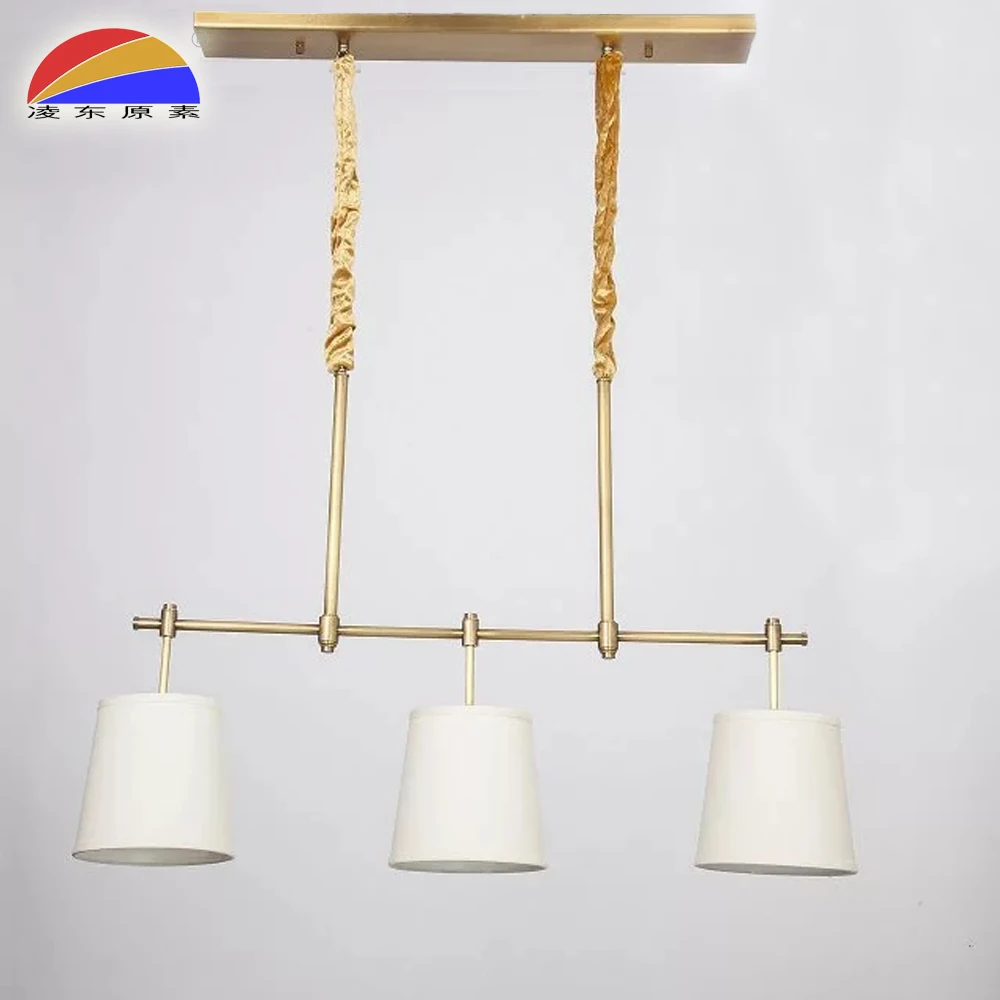 3 light copper and fabric pendant lighting light with E14 socket for dinning room