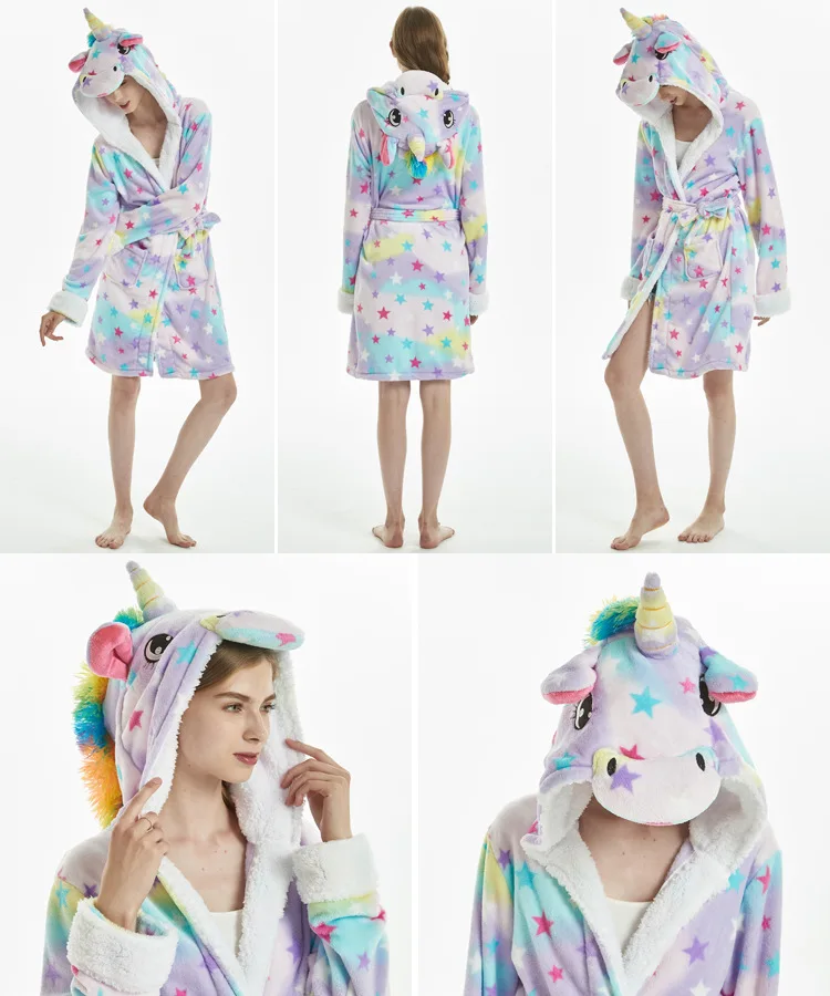 Aiminyz Animated Bathrobes For Women Unicorn Sleepwear Animal Robe For