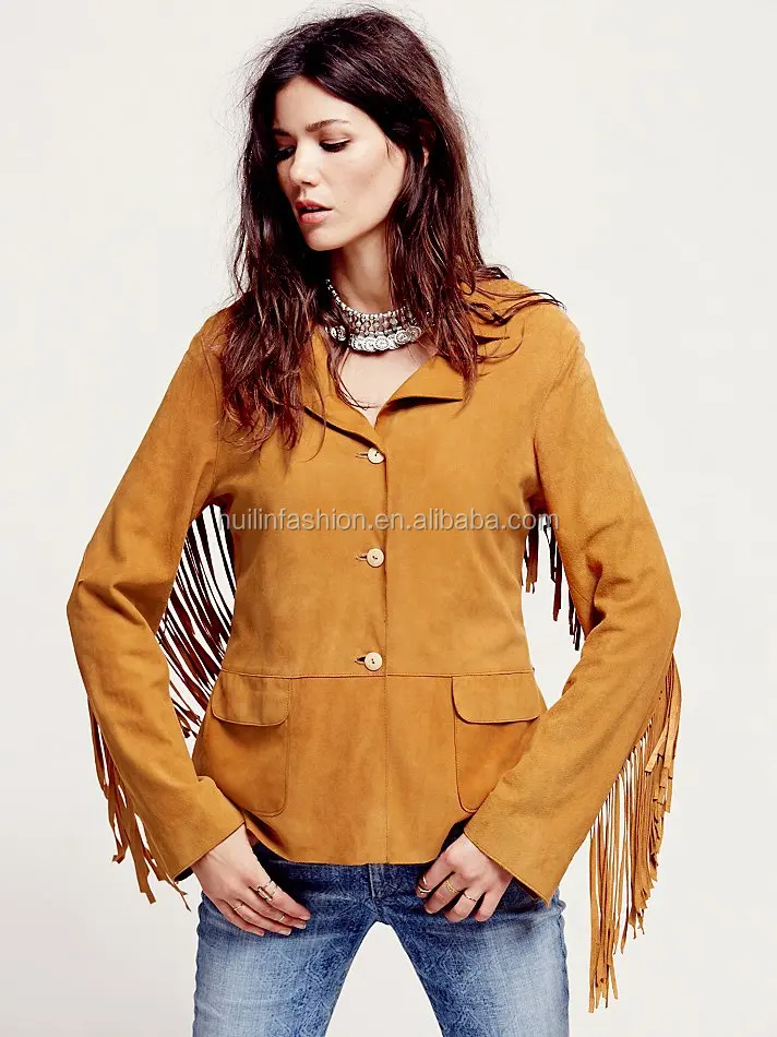 Alibaba Express Suede Fringe Jacket Wholesale Leather Tassels Jacket