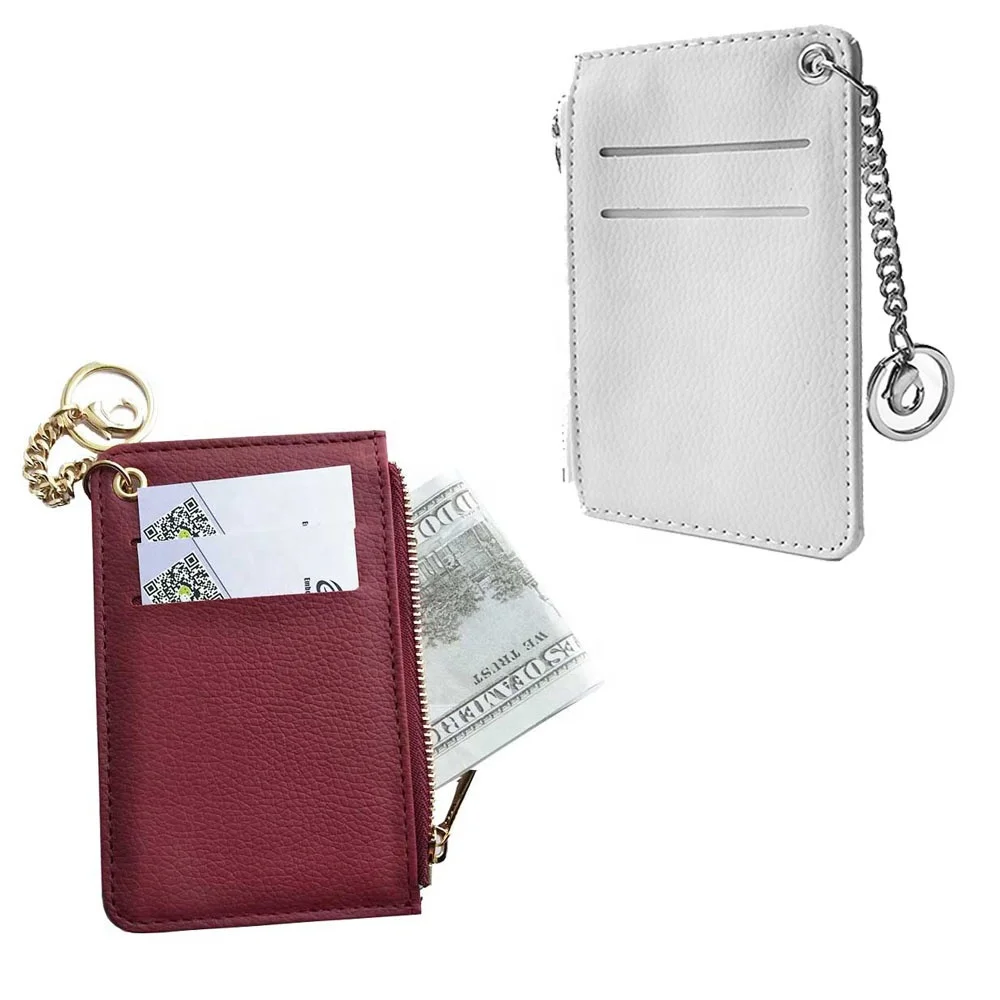 Cosmetic Bags Credit Card Holder Zipper Purse Coin Wallet With Attached Keychain - Buy Coin ...