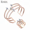 RAKOL crystal zircon jewelry set hollow 3 layers open CZ adjust bangle bracelet ring set S394