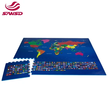 Printing World Map Custom Floor Eva Foam Puzzle Mat For Activity
