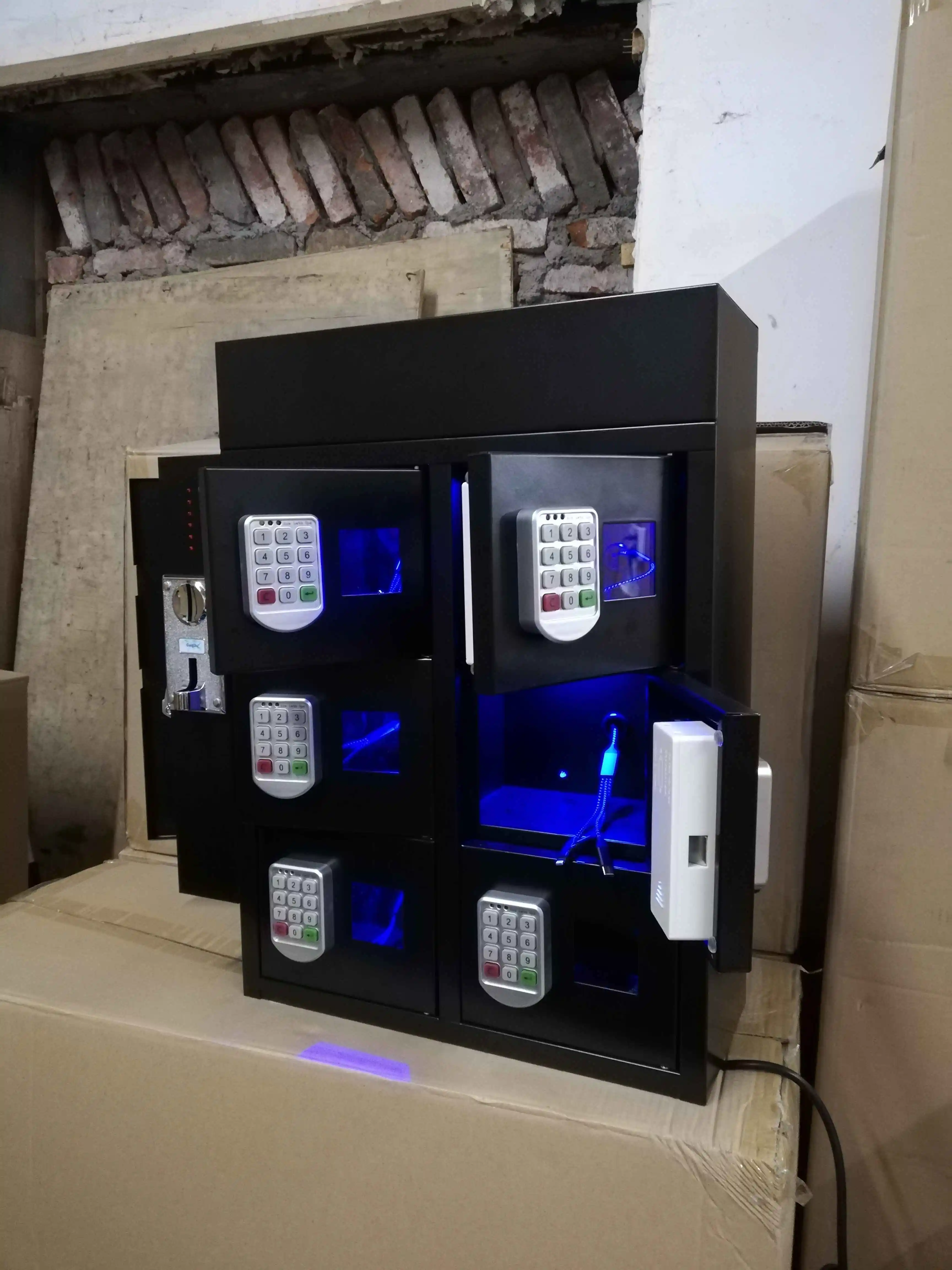 Commercial 6 Door Coin Operated Phone Charging Station Mobile Phone