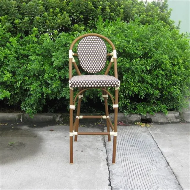 Outdoor Aluminum Stacking Rattan Bar Restaurant Furniture High Chair