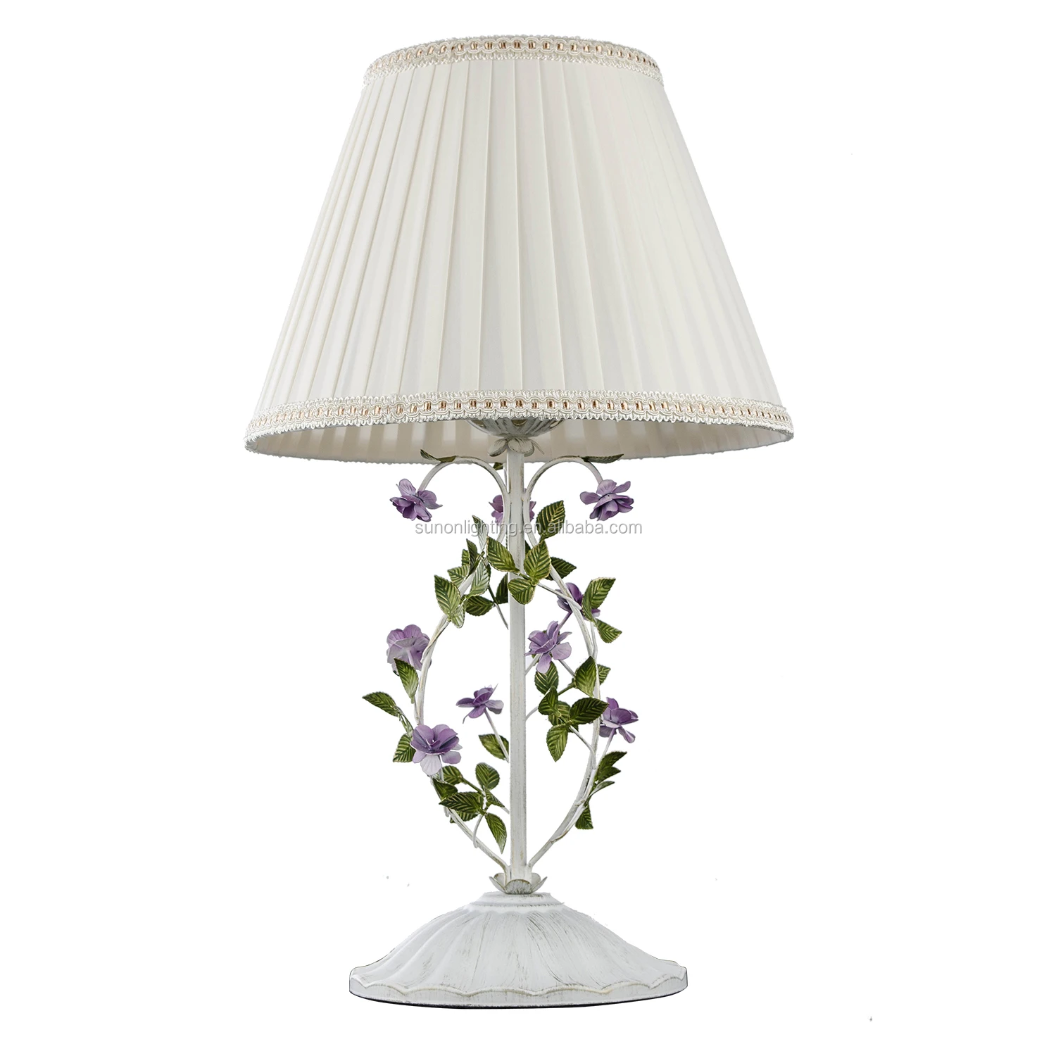 Popular Dubai Style Flower Housing Decor Iron Table Lamp With Fabric