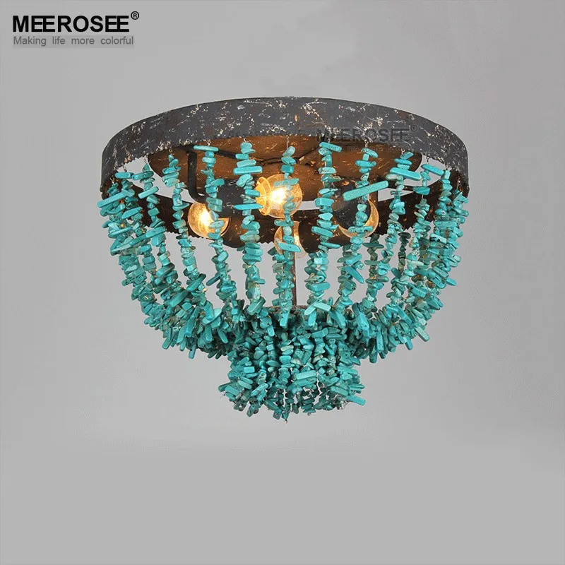 MEEROSEE Designer Ceiling Lights Flush Mount Blue Bender Ceiling Light Chandelier MD82073