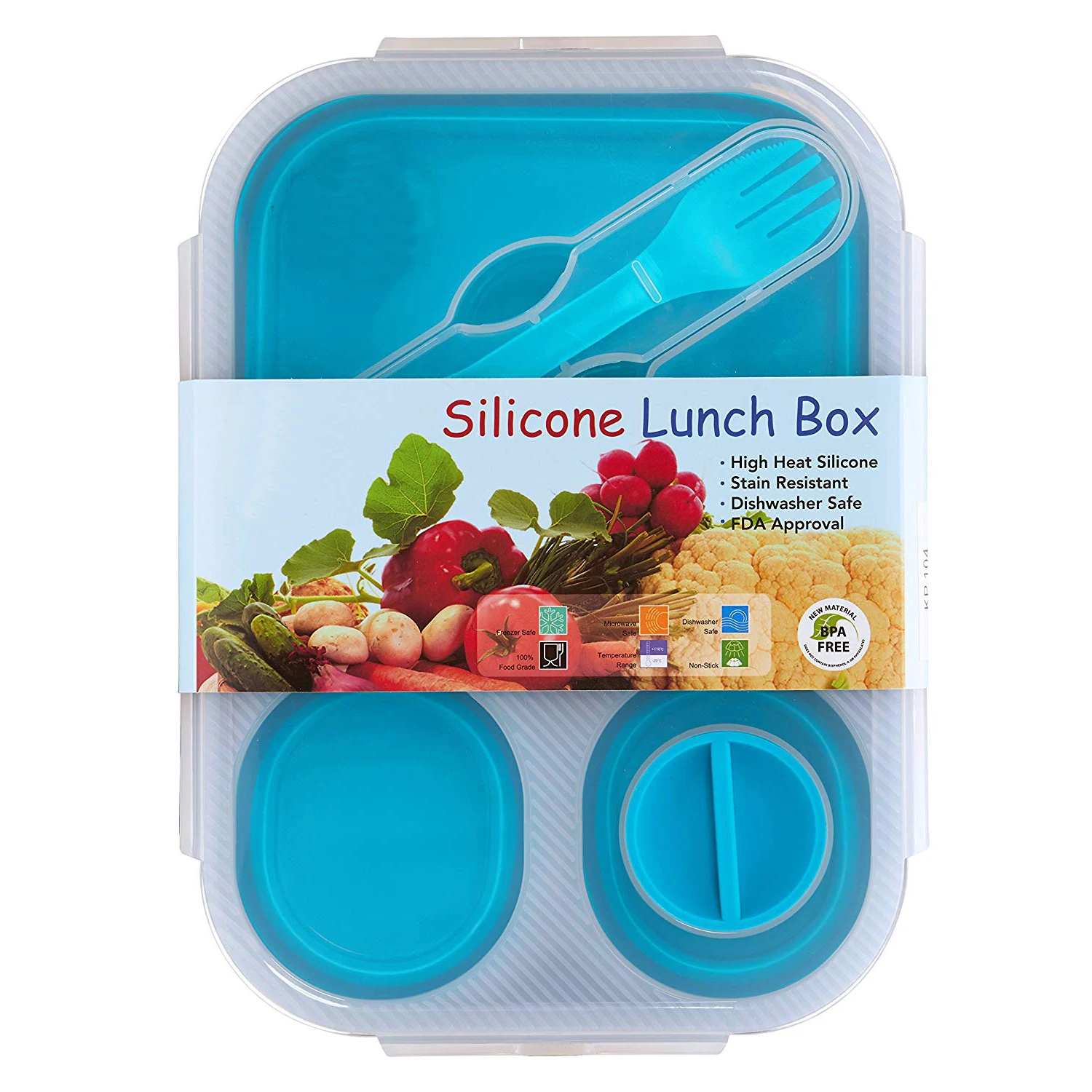 Multifunction Collapsible box three spoons lunch box  for kids