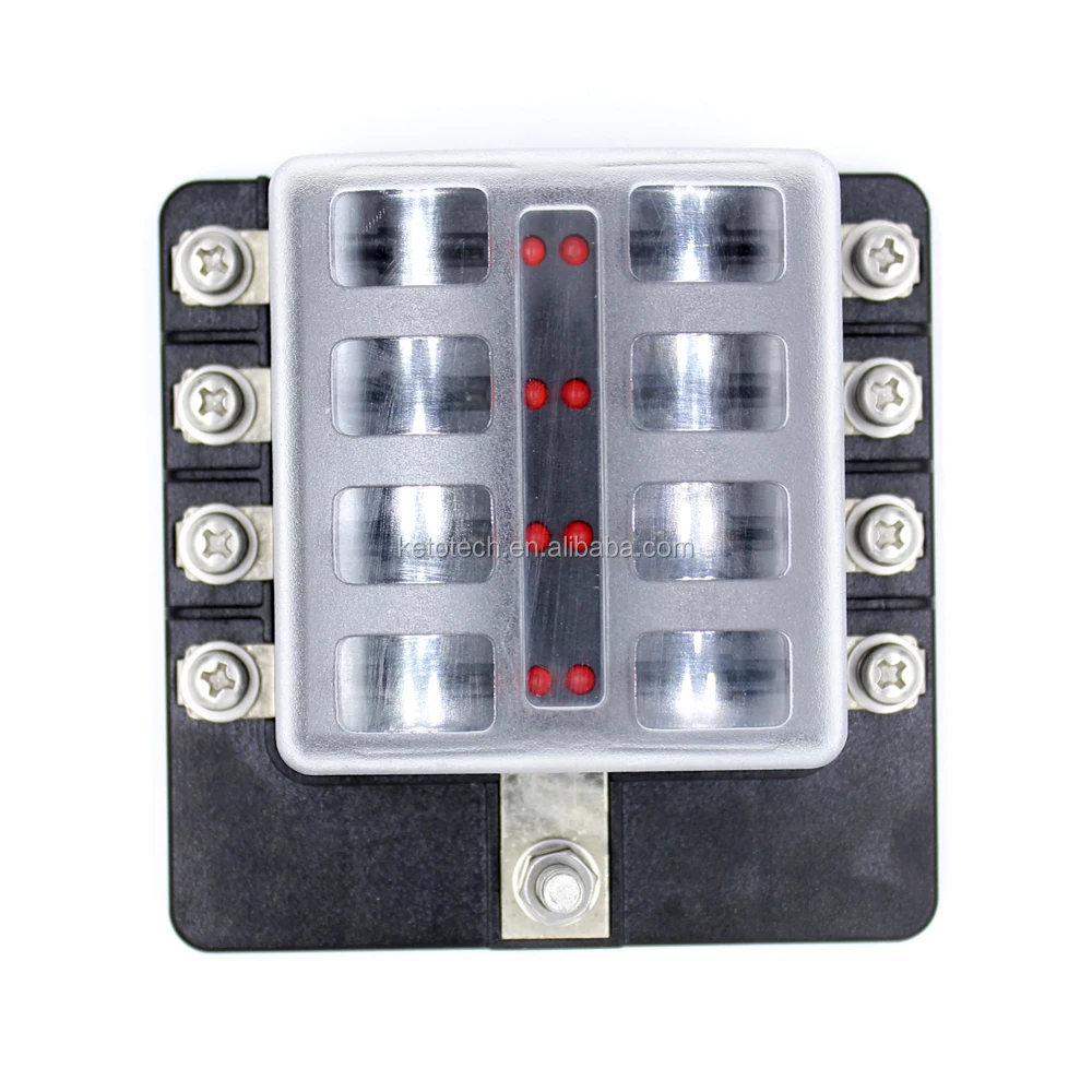 Keto Inline 8 Way Circuit Automotive Blade Fuse Holder With Screw