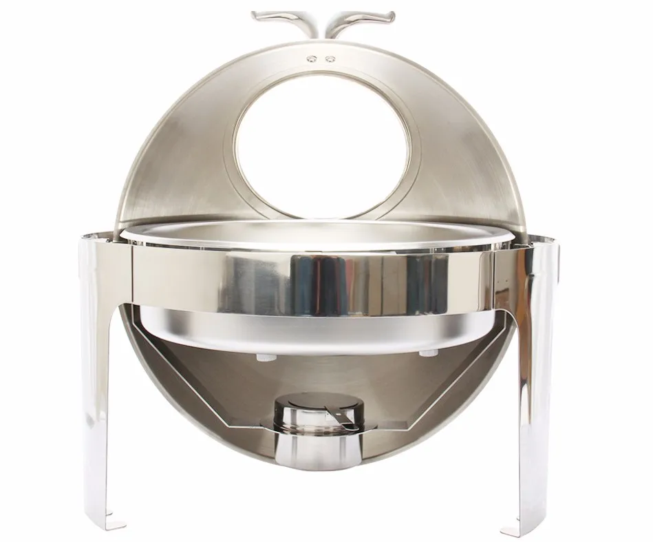Roll Top Round Stackable Stainless Steel Buffet Dinner Alcohol Food Warmer Round Chafing Dish