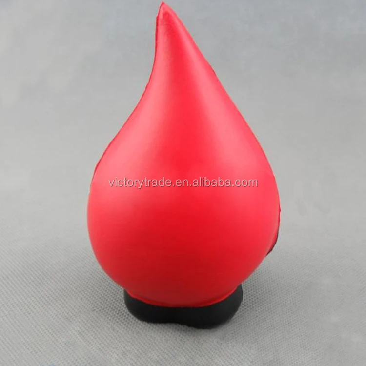 Promotional gift colorful smiley water drop shaped pu foam anti stress ball 