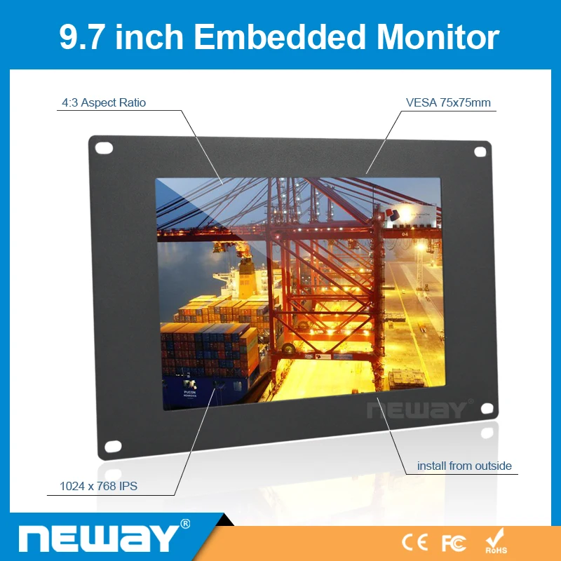 9.7 Inch 4:3 Tft Lcd Metal Frame Panel 