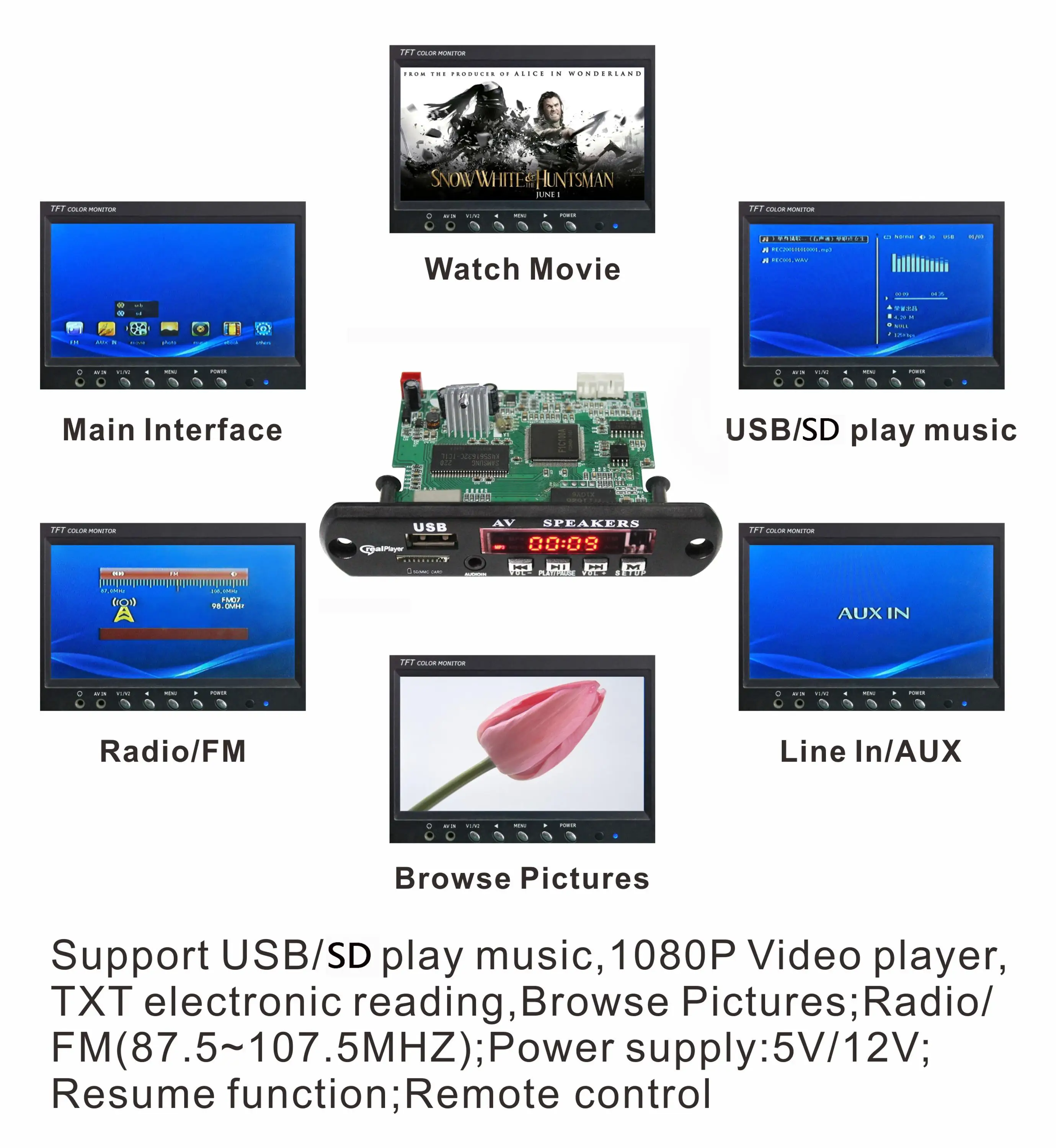 Multifunctional Mp3 Players Mp4 Mp5 Decoder Circuit Board .jpg
