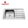 Manufacture kitchen stainless steel sink with drainer pearl sand finish in India 8346
