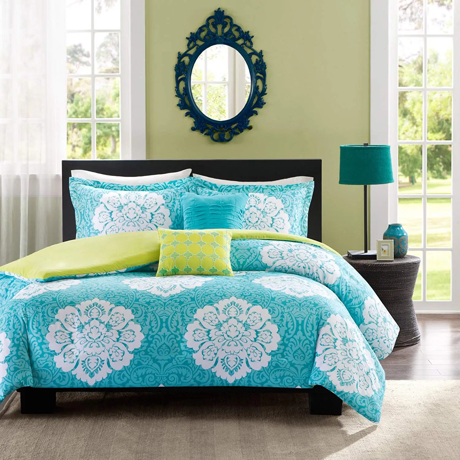 Buy 4 Piece Girls Off White Aqua Embroidered Coastal Clearwater Sheet ... Nautical Themed Kids Bedroom