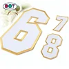 Embroidered Border Iron on Custom Numbers Letters Fabric Twill Embroidery Patches for Sportswear