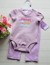 Carters 2 Piece Baby Suits Girls Short Sleeves Bodysuit Pants 100 Cotton Infant Sets Kids Clothes