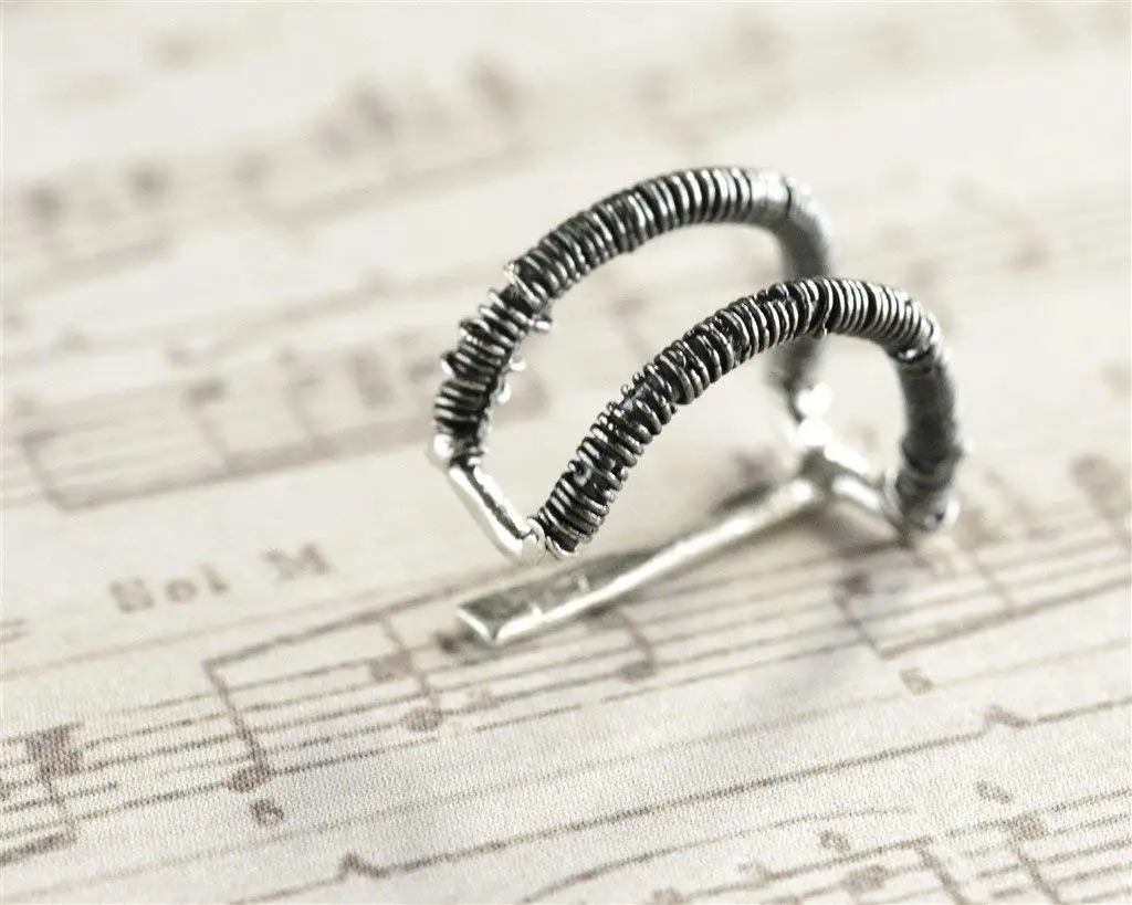 Double Fake Helix Ear Cuff, Oxidized Sterling Silver Cartilage Piercing, Non Pierced Wrap Around Conch Earring, Ear Wrap No Piercing, Handmade