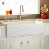 Fireclay style solid surface white matt kitchen apron bowl sink