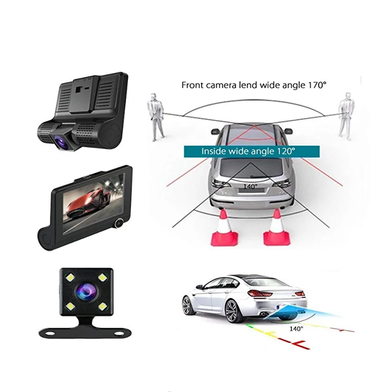 Hot Sale On 4.0 Inch Three-way Camera Recording Hd 1080p Car Camera ...