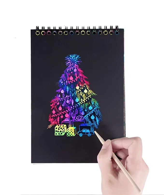 Notebook School Supplies Diy Scratch Notebook Creative Black Cardboard ...