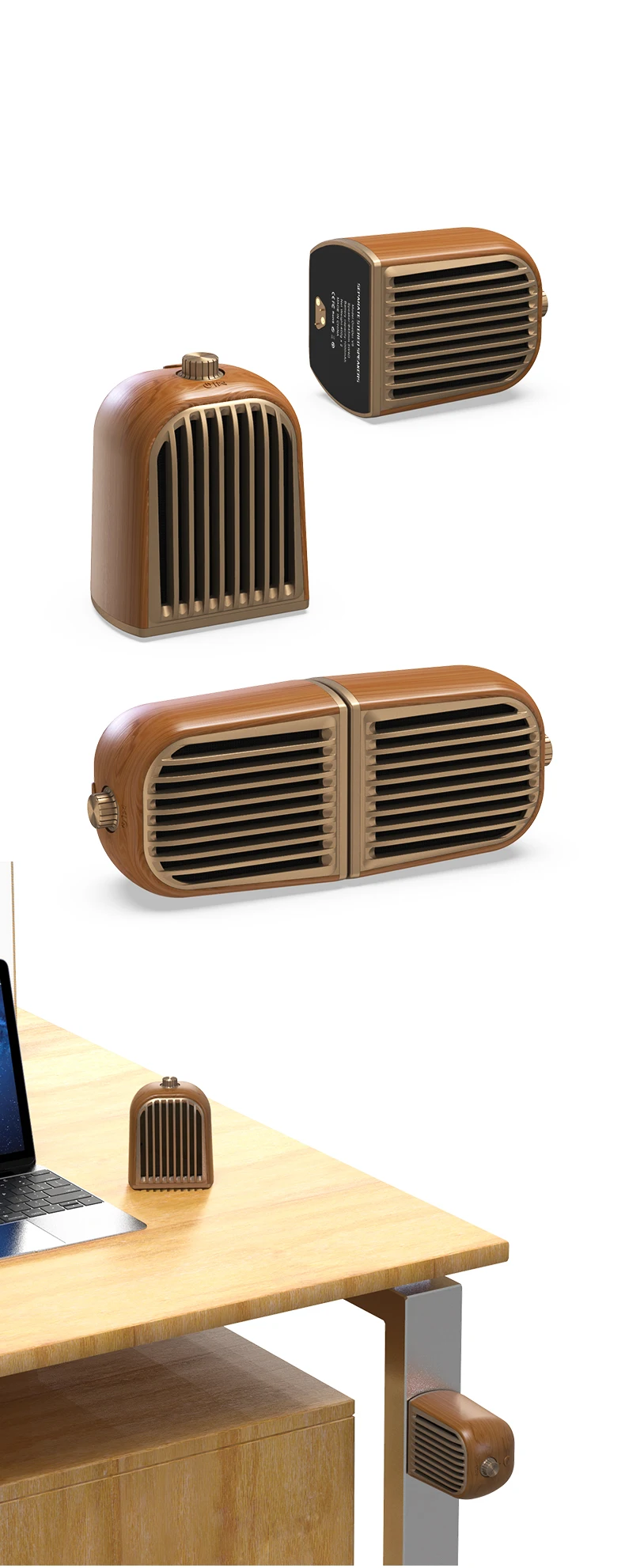 OneDer V8 V5.0 Bluetooth (TWS) with Magnetic Function Speaker Dual Wooden Wireless Speaker with Shoulder Strap - ANKUX.COM