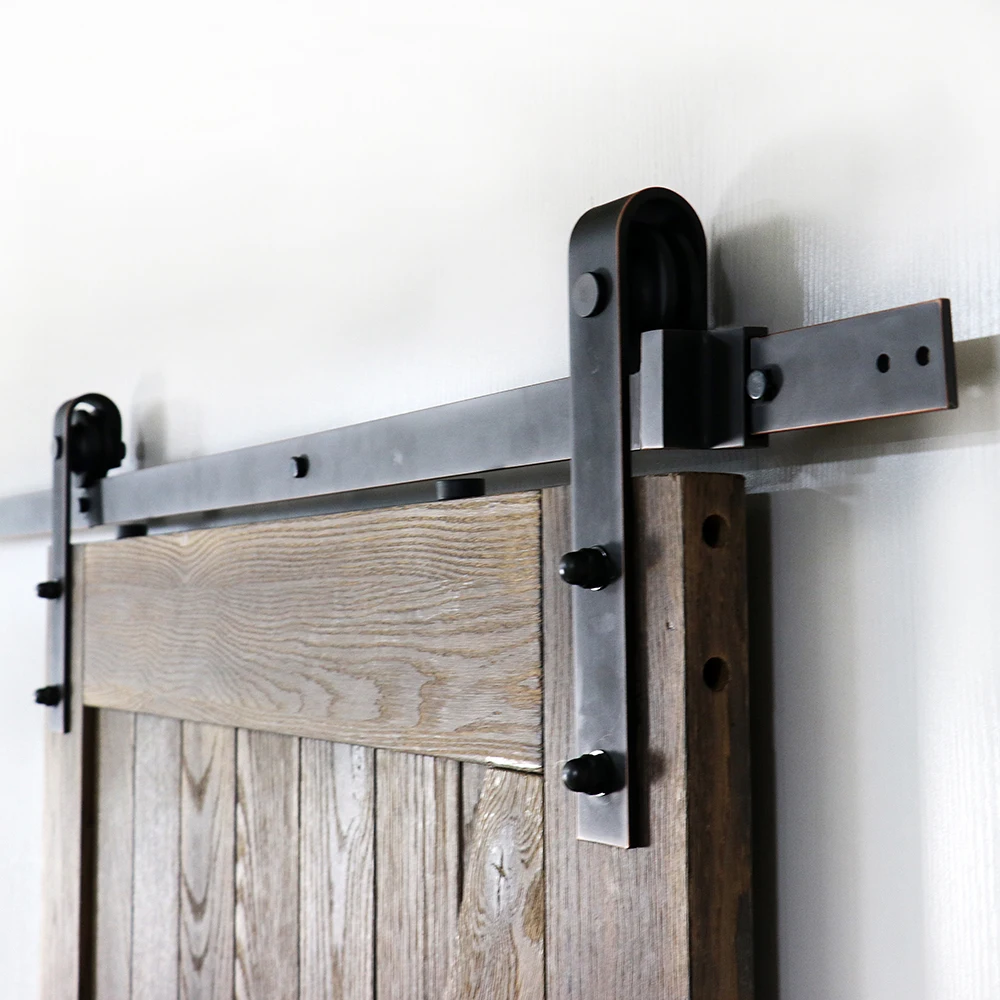 Kinmade Dark Antique Bronze Oil Rubbed Sliding Barn Door System