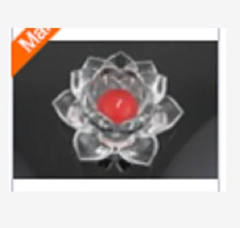 Colorful Crystal Lotus Flower Candle Holder Glass Candlestick For