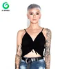 Wholesale Cheap Black Blank Elastic Off Shoulder Halter Sexy Crop Tops for Women