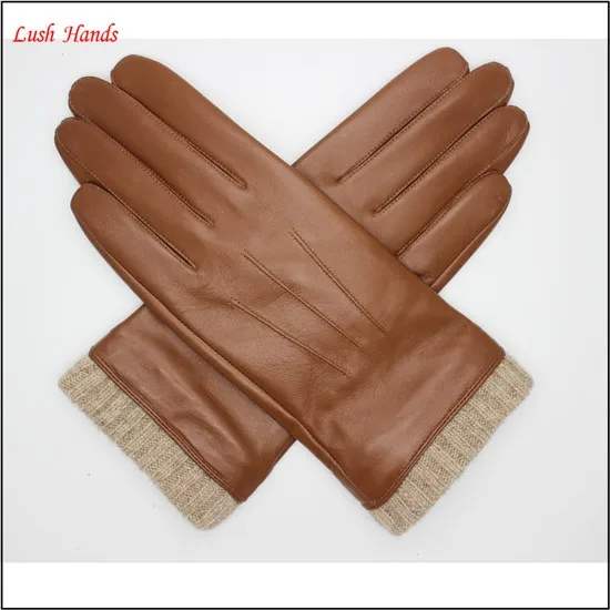 brown leather hand gloves for women