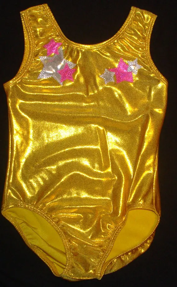Gymnastics Leotard Girls In Sunshine Yellow Mystique With Silver And