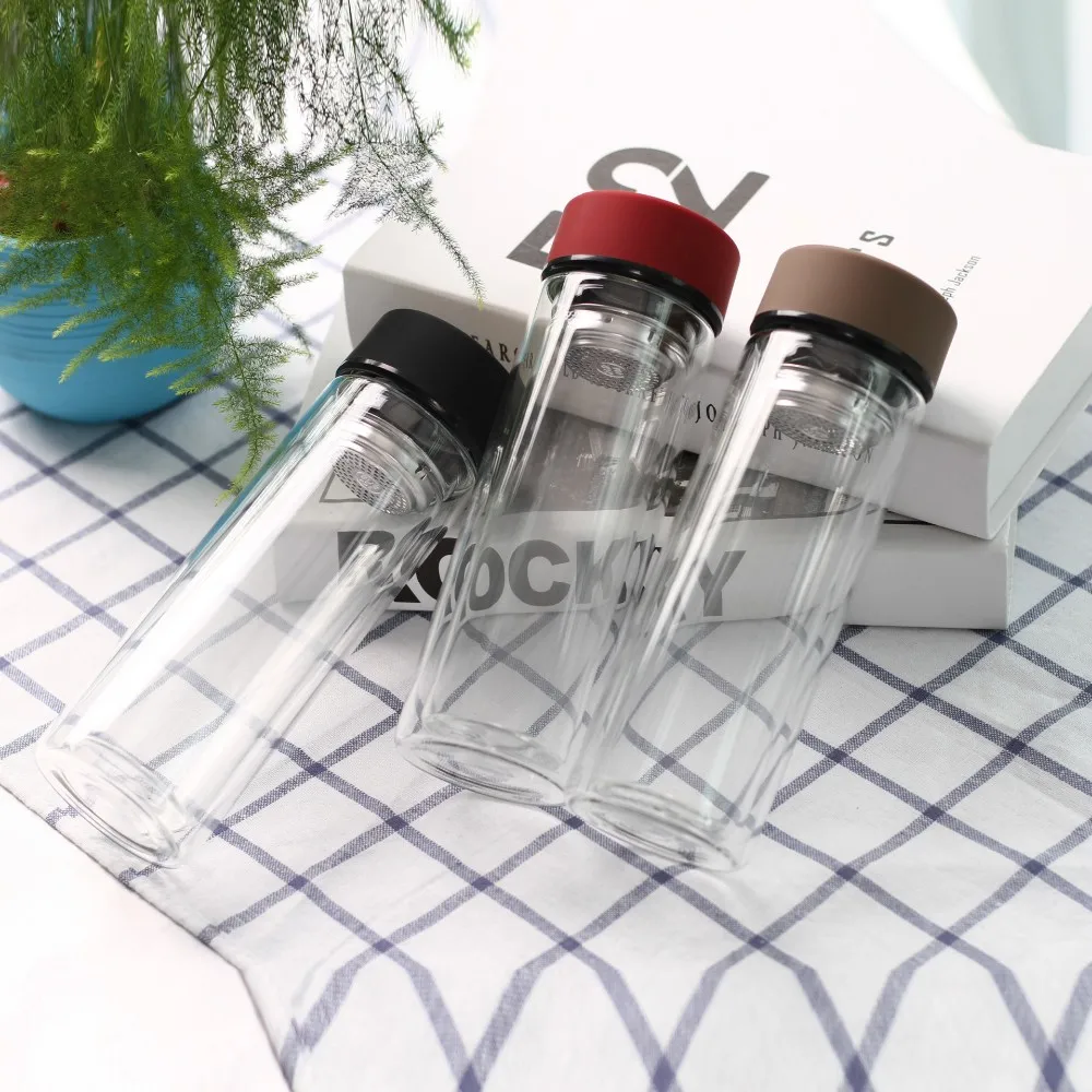 Custom Double Wall Glass Water Bottle Infuser,Wholesale Glass Water