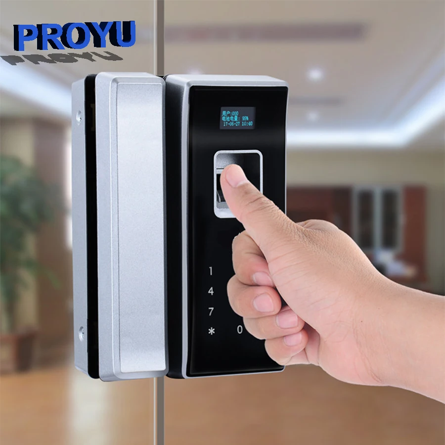 Proyu Handleless Glass Security Fingerprint +smart Card Door Locks Buy Biometric Fingerprint