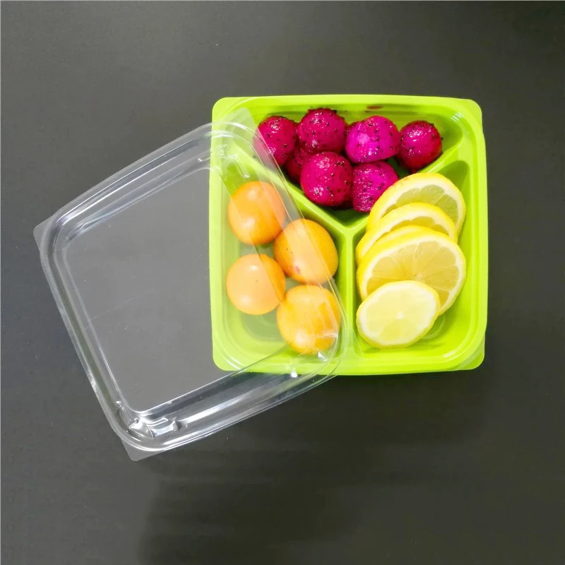 Cheaper Disposable Pet 3 Compartment Plastic Food Display Tray For