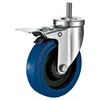 4 Inch Swivel Threaded Stem M12XL30 Elastic Rubber Wheel Total Locking Caster