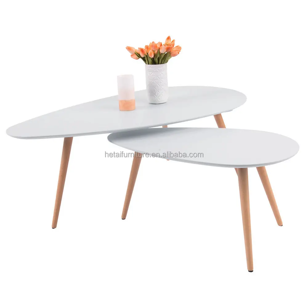 Mdf salontafel met 3 eiken houten poten, heldere kleur koffie ...