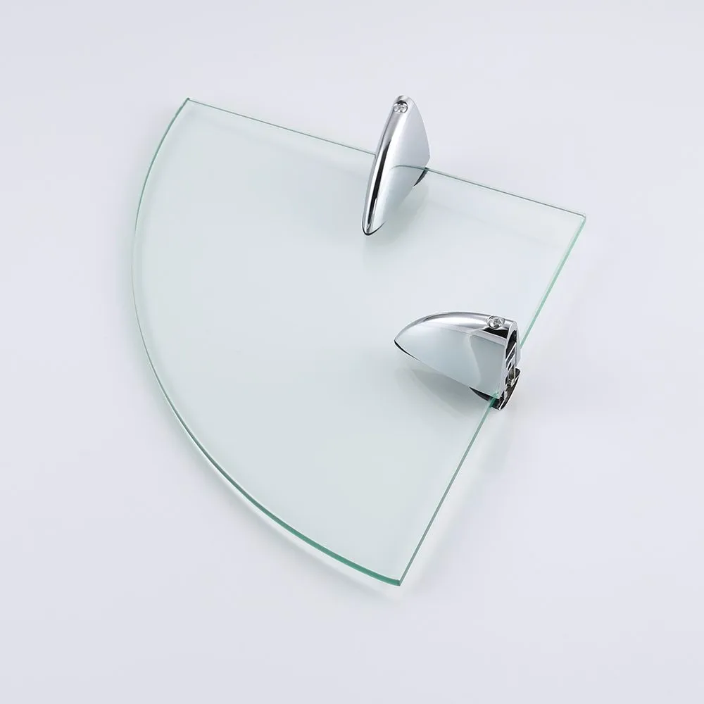 Kes Bathroom Corner Glass Shelf Wall Mount Corner Triangle 8mm Thick
