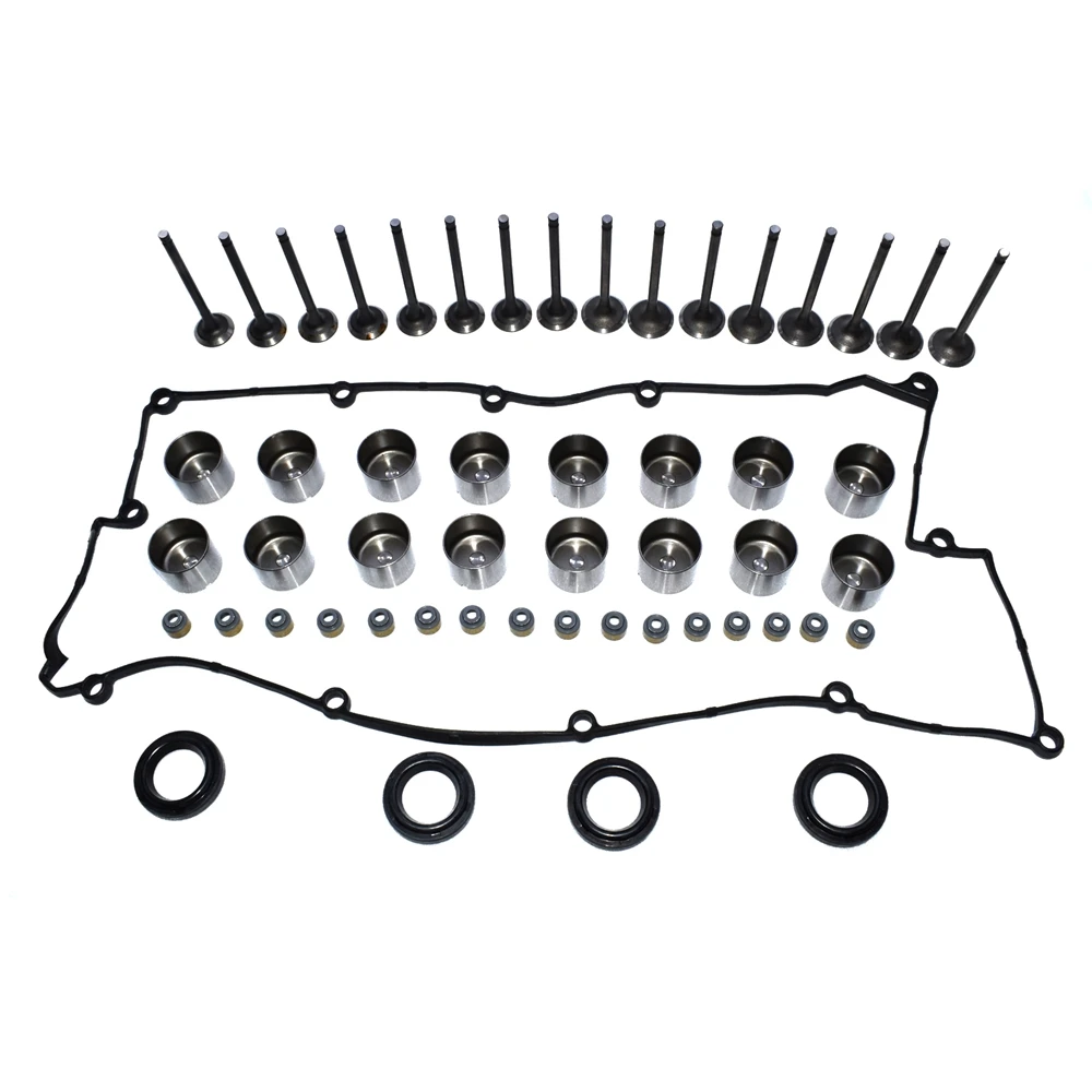 Intake Exhaust Valve + Hydraulic Lifter + Stem Seals Gasket Kits For