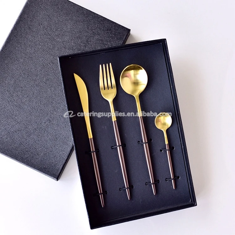 Wholesale Stock wedding Royal Luxury stainless steel gold cutlery set gold plated flatware wholesale