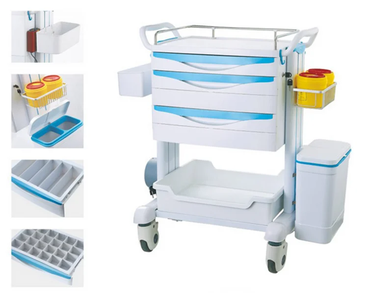 Most popular Hospital Color Steel Medicine Trolley mobile medical nursing carts trolley Hospital Furniture