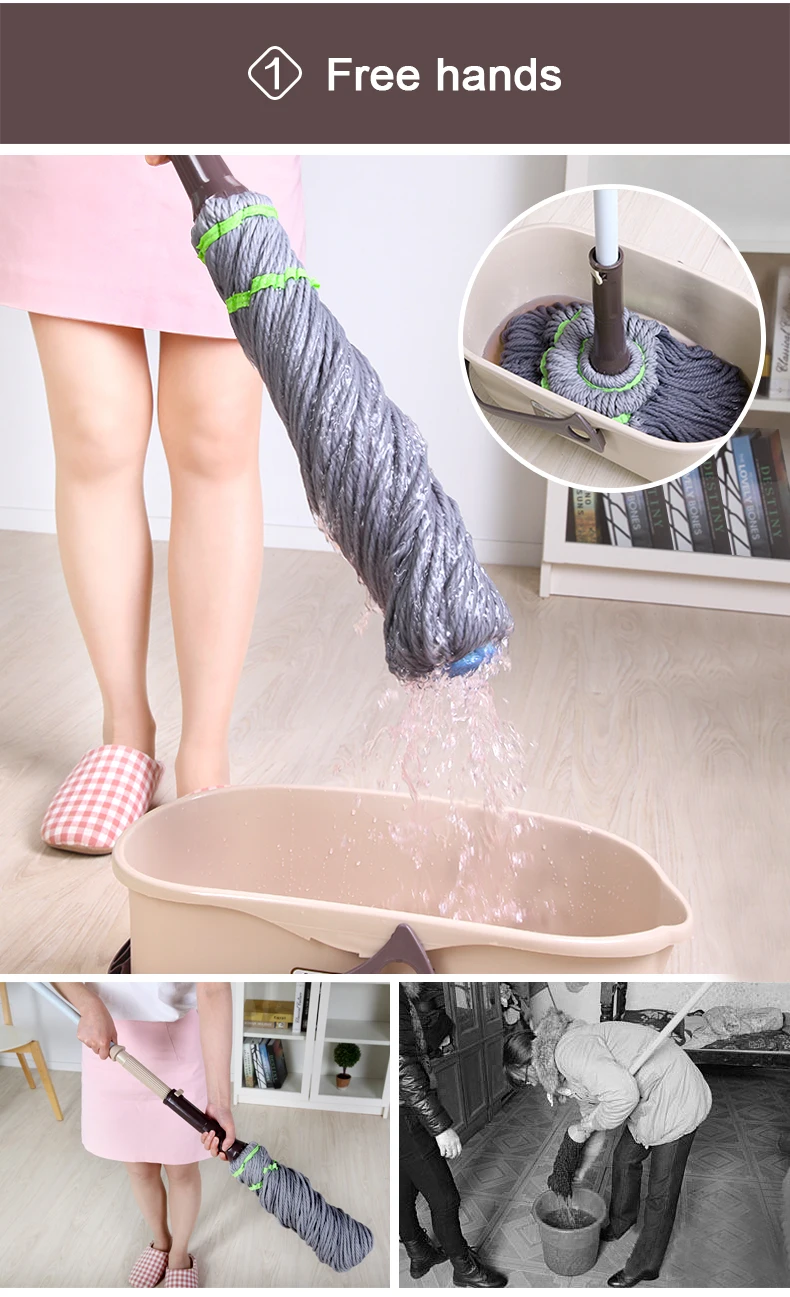 2017 Boomjoy Twist Microfiber Yarn Mop Hands Free Cleaning Mop Lazy Mop For Floor Cleaning 