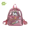 Girls kids cute fashion pu leather embroidery animal mini size school Unicorn pink backpack