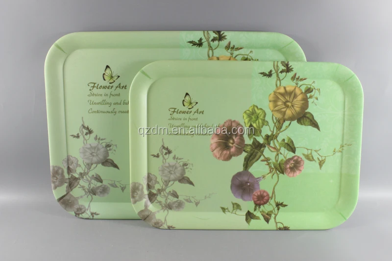 Korean-style Melamine Rectangle Tray Set Morning glory