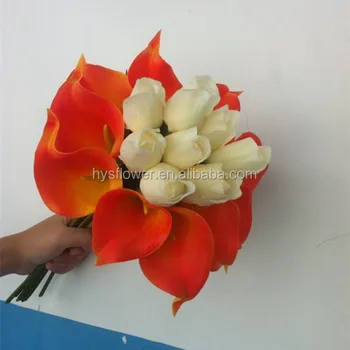 Latest Wedding Decorations Flower White Rose Bud And Red Calla