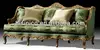 British Royal Furniture, Victorian Sectional Three Seater Sofa, Wooden and Fabric Sofa Set, Green & Golden Color Excellent Match
