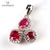 cheap fashion jewelry S925 jewelry ruby synthetic gem stones heart pendant