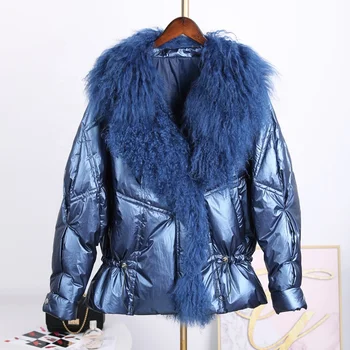 womens puffer coat with big fur hood